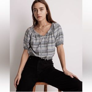 NWT Madewell Jacquard Keyhole Crop Top in Tranquil Ocean